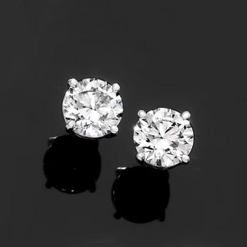 Brilliant Cut 18K White Gold Plated Cubic Zirconia Men Women Solitaire Earrings